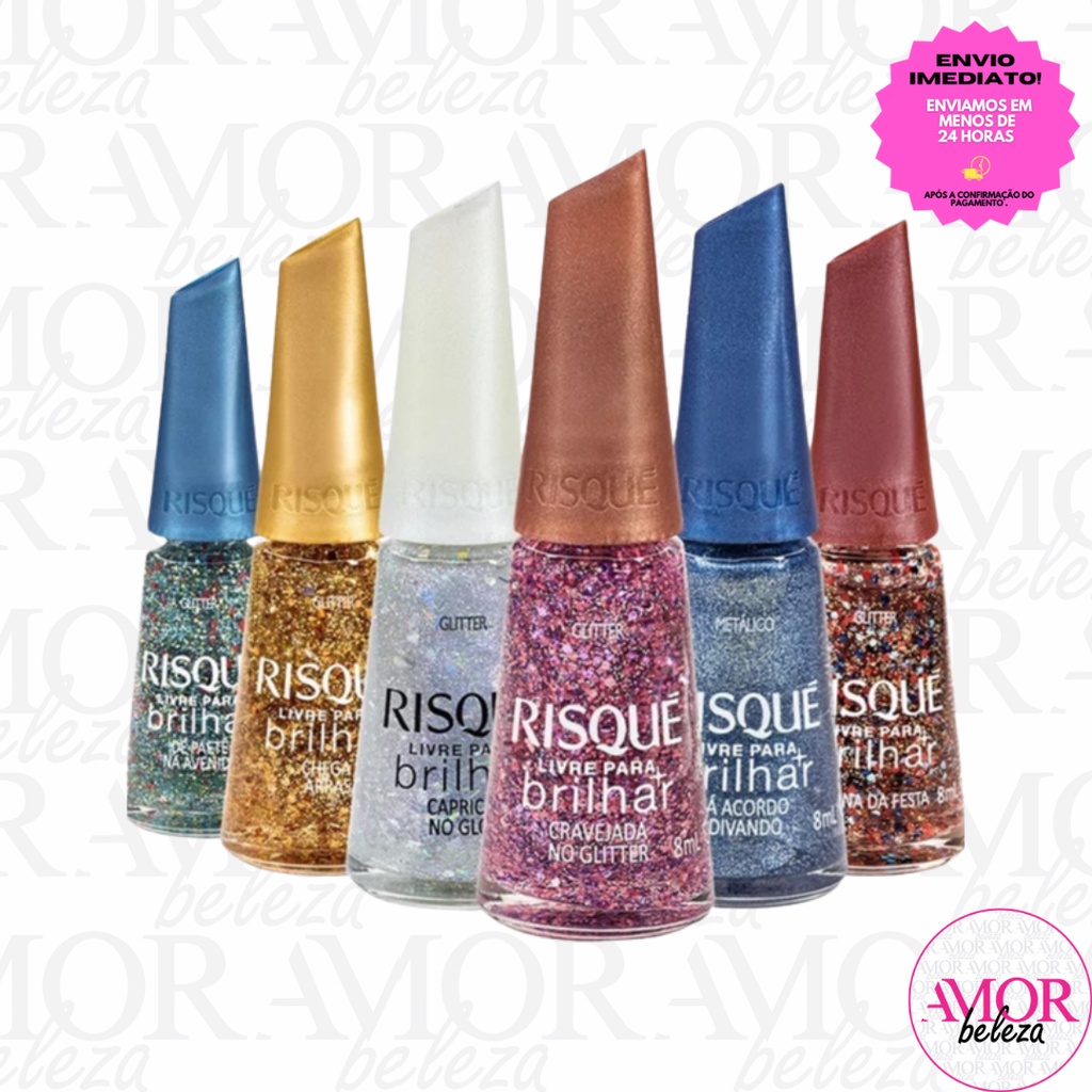 Kit Esmaltes Risque 6un Coleção Livre Para Brilhar 8ml | Shopee Brasil
