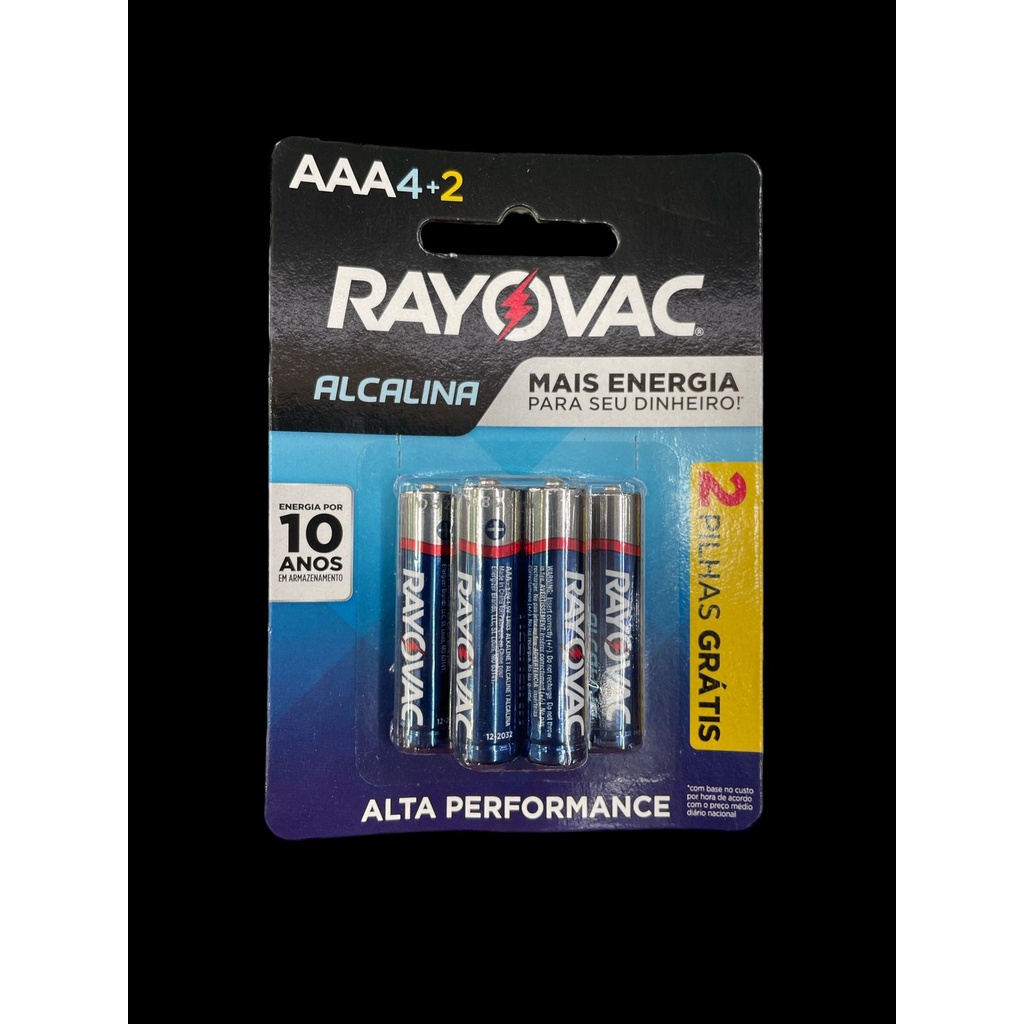 Pilha Alcalina AAA Palito Rayovac Com 6un