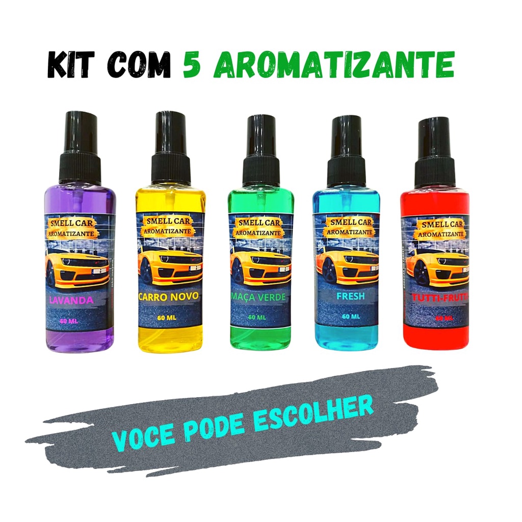 Kit 5 aromatizadores de carro e ambiente cheiro suave 60ML CADA ...