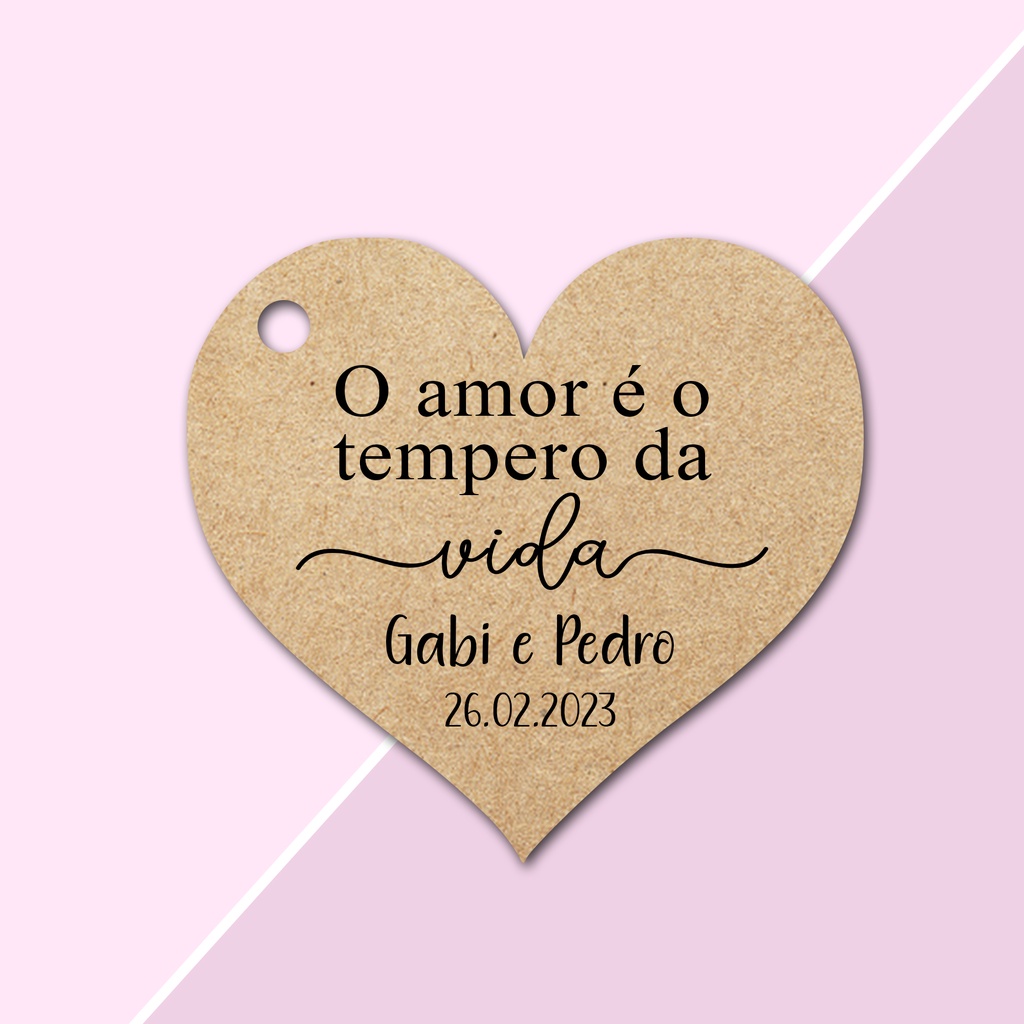 70 Tags Kraft Personalizadas Formato Coração Lembrancinha para ...