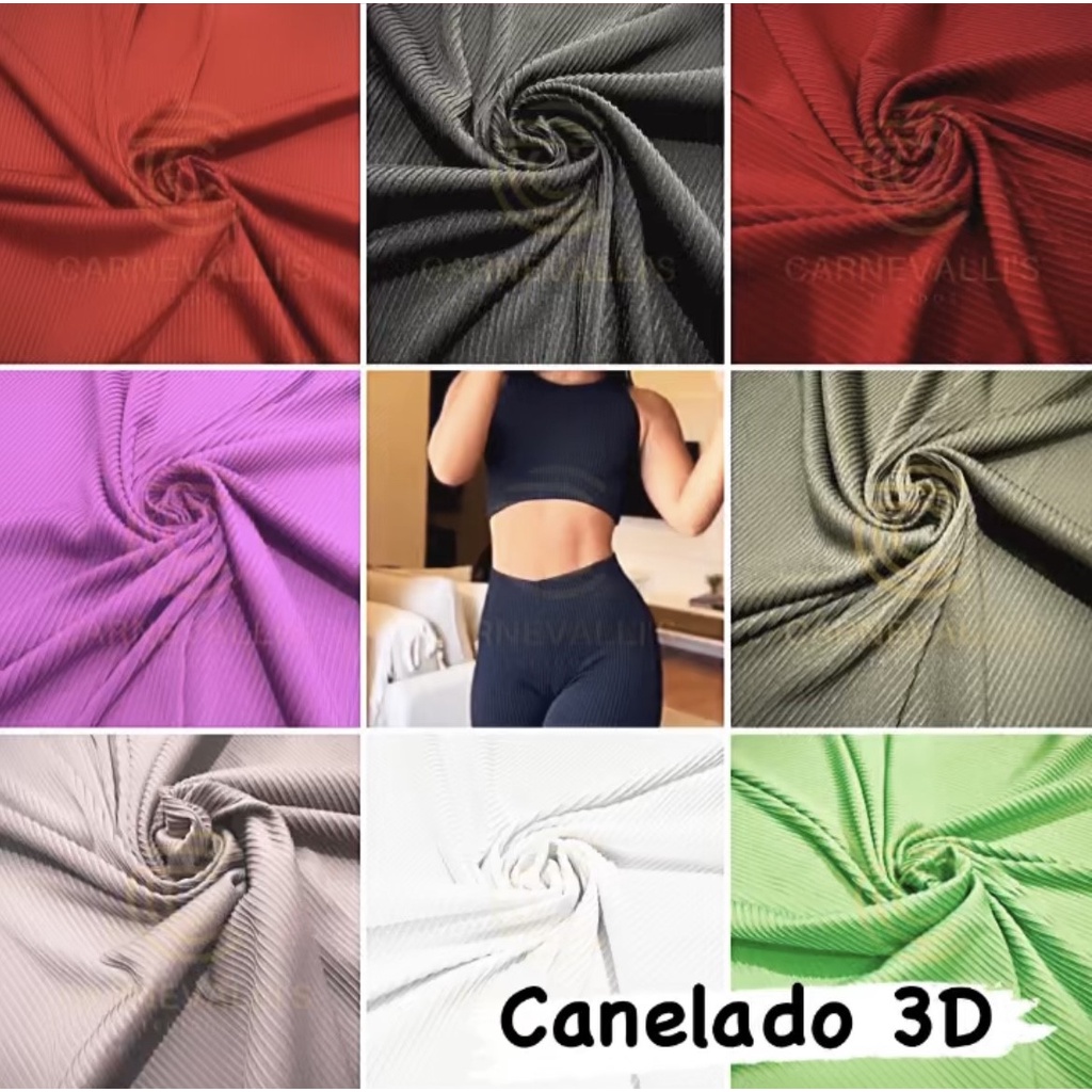 Tecido Malha Canelada 3D com Elastano 1,60m Largura | Shopee Brasil