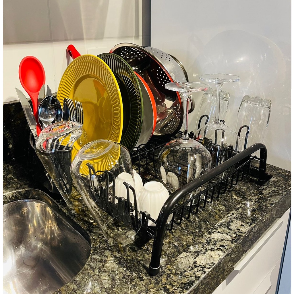 Escorredor Preto De Louça Apartamento Resistente Cozinha