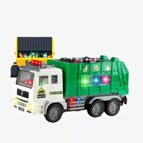 Carrinho De Brinquedo Caminhão Coletor De Lixo Caçamba Carro azul