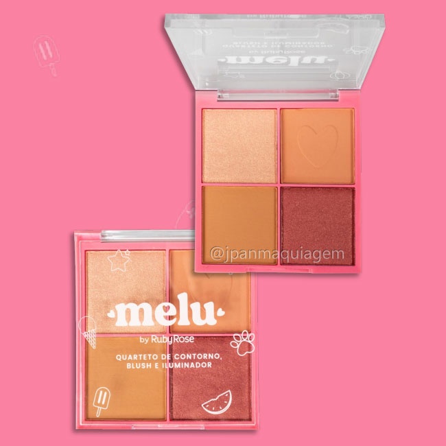 Paleta Quarteto De Contorno Blush E Iluminador Melu Ruby Rose Shopee Brasil