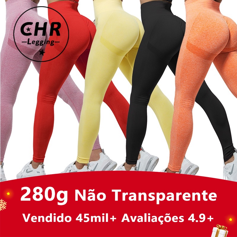 CHR Calça Legging Academia Levanta Bumbum Macacão Fitness Sem Costura  Cintura Alta