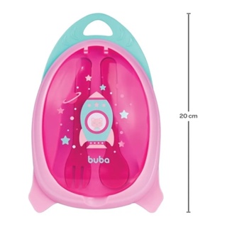 Kit Refeição com Talher Alimentação Foguete Buba Rosa Azul