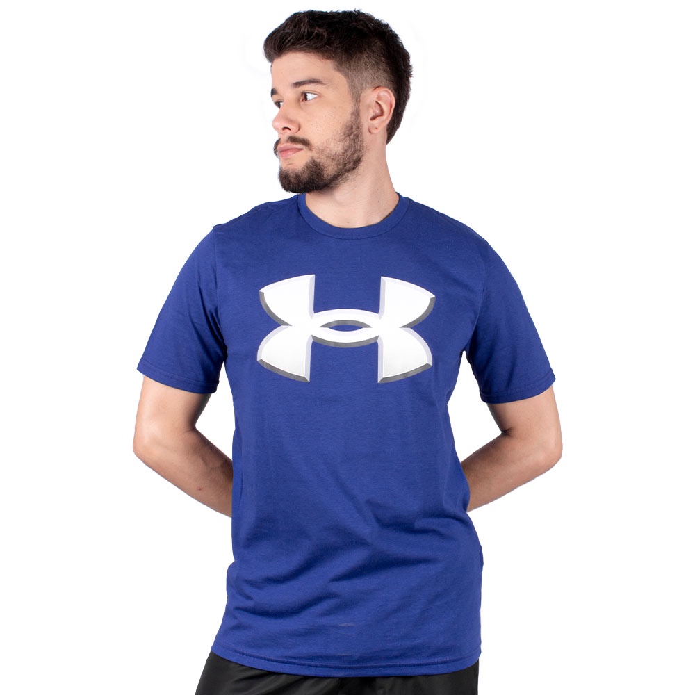 Camiseta Under Armour Big Logo 2.0 Masculina - Azul Claro+Branco
