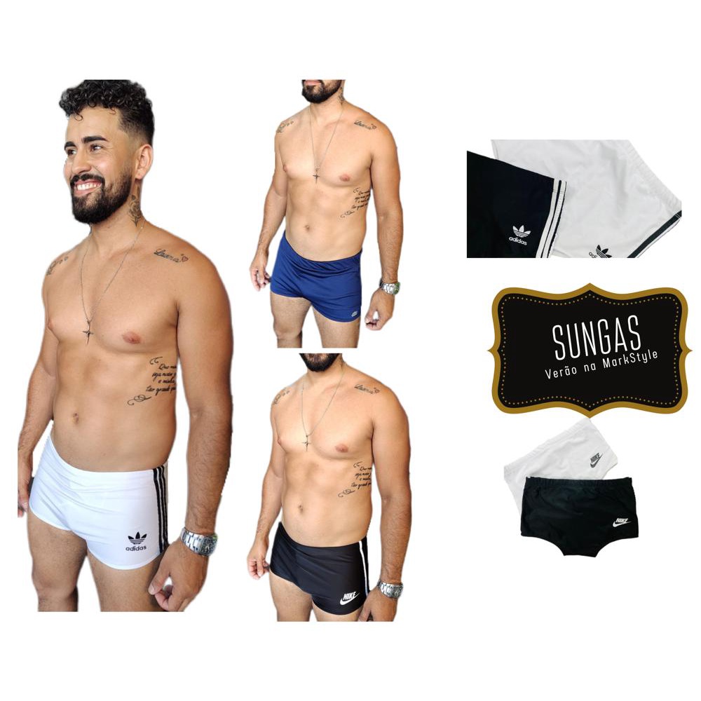 Sunga masculina boxer/ Forro interno/ Adulto tam P ao GG/ Moda praia confortável/ Ajustável na cintura