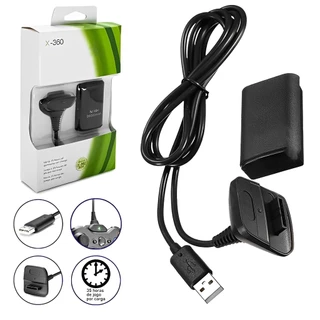 Kit 1 Baterias e cabo Carregador Controle Xbox 360/ 58000mAh