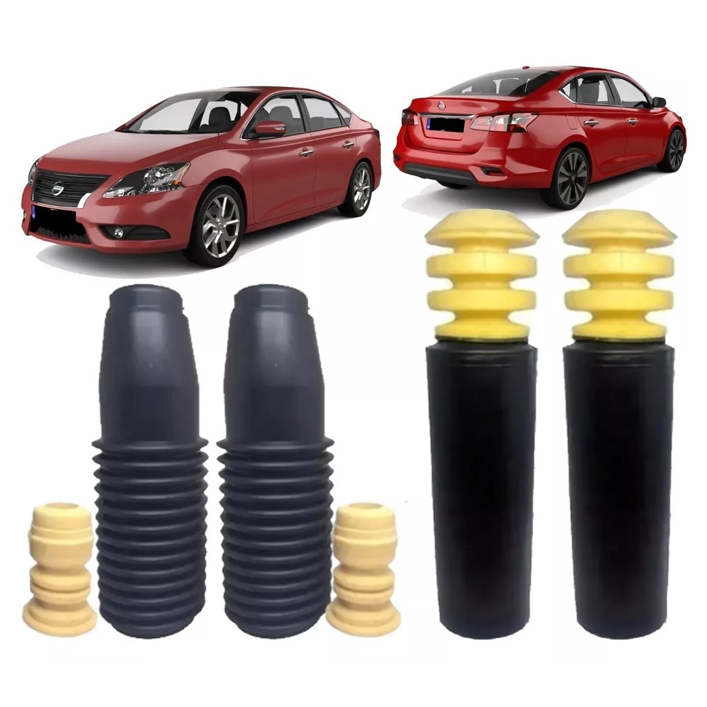 Kit Batentes e Coifas Dianteiro + Traseiro Nissan Sentra 2013 2014 2015 2016 2017 2018 A 2019