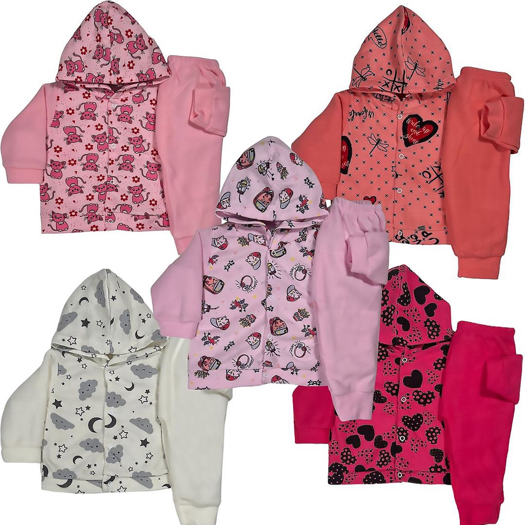 Conjunto De Menina Infantil De Frio Moda Juvenil Agasalho Inverno Kit Calça  Capuz Casaco Com Zíper Lançamento