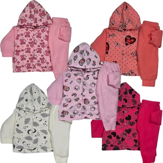 Kit 5 Conjunto Infantil Inverno Bebe Soft Roupa Frio Menina