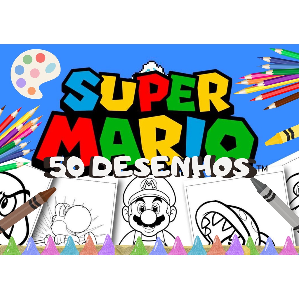 94 desenhos do Super Mario Bros para colorir