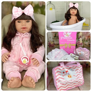 Bebê Reborn de Silicone Realista + 23 Itens E Bolsa