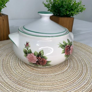 SOPEIRA CUMBUCA PORCELANA BRANCA DECORADA 900 ML