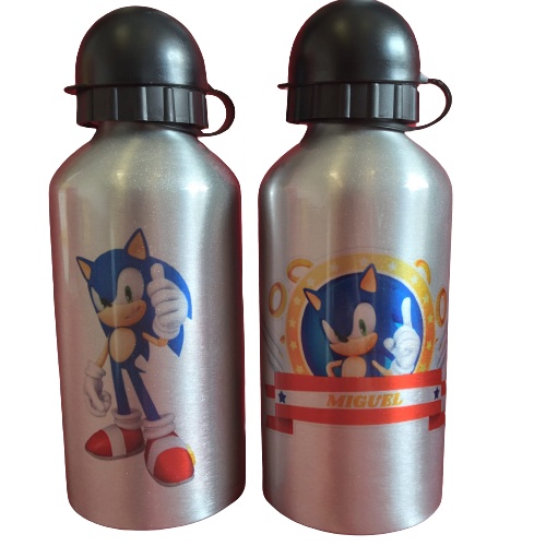 Garrafa Squeeze Gamer Desenho Sonic Escolar com Nome