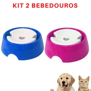 Kit 2 Bebedouro Pop Cachorro Pelos Longos Com Boia Água 1L Plástico Furacão Pet