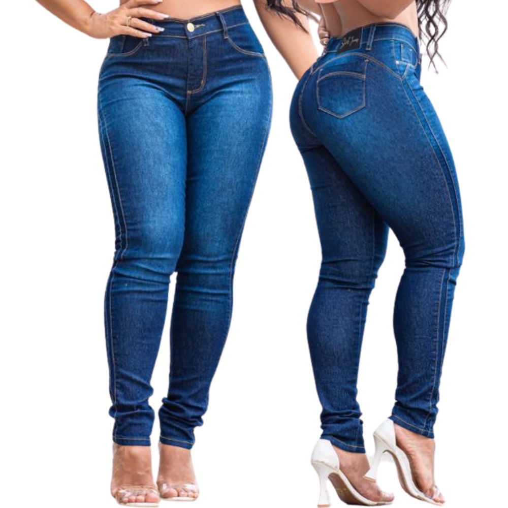 Calça Jeans Feminina Cintura Alta Skinny Com Lycra 0139