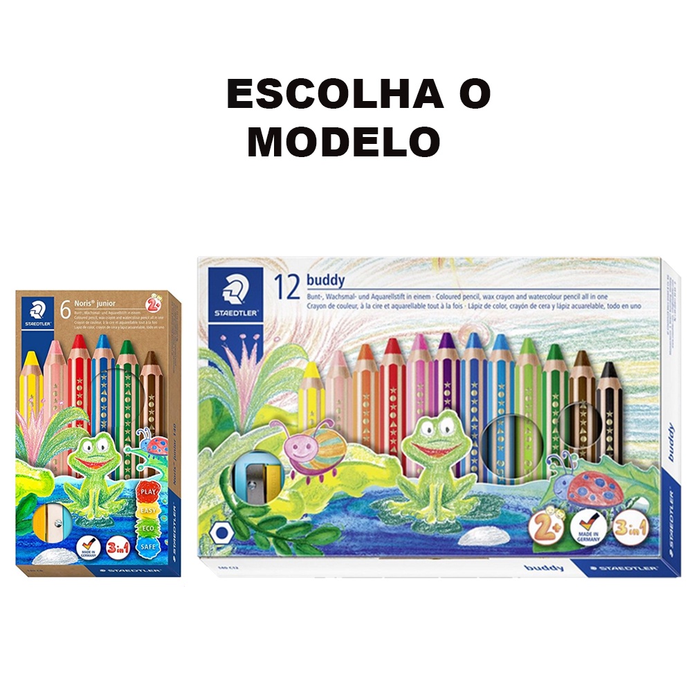 Lápis de Cor Staedtler 3 em 1 Buddy Noris Junior 6 Cores