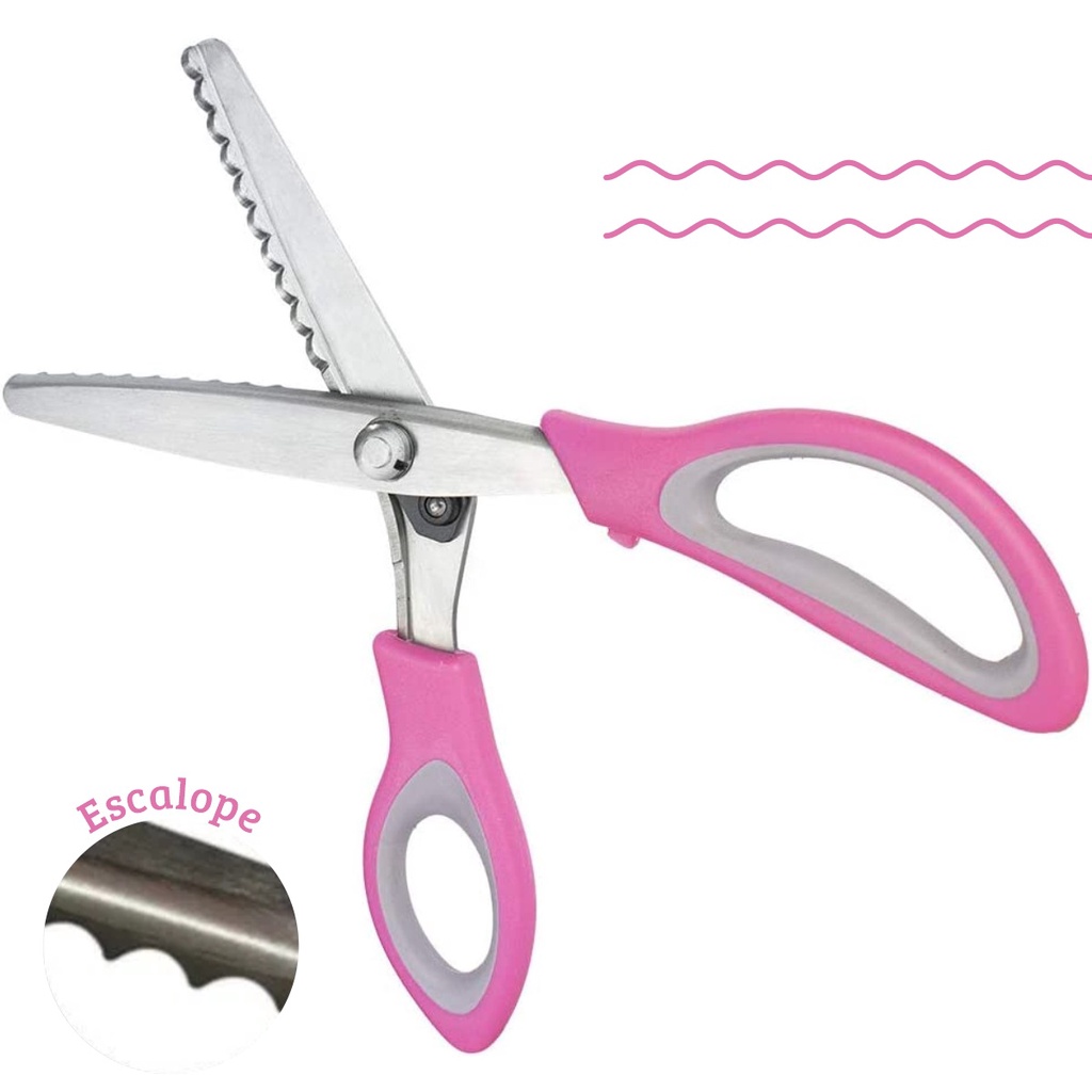 Tesoura Escalope Cortes Redondos 7mm Para Tecido Papel Eva | Shopee Brasil