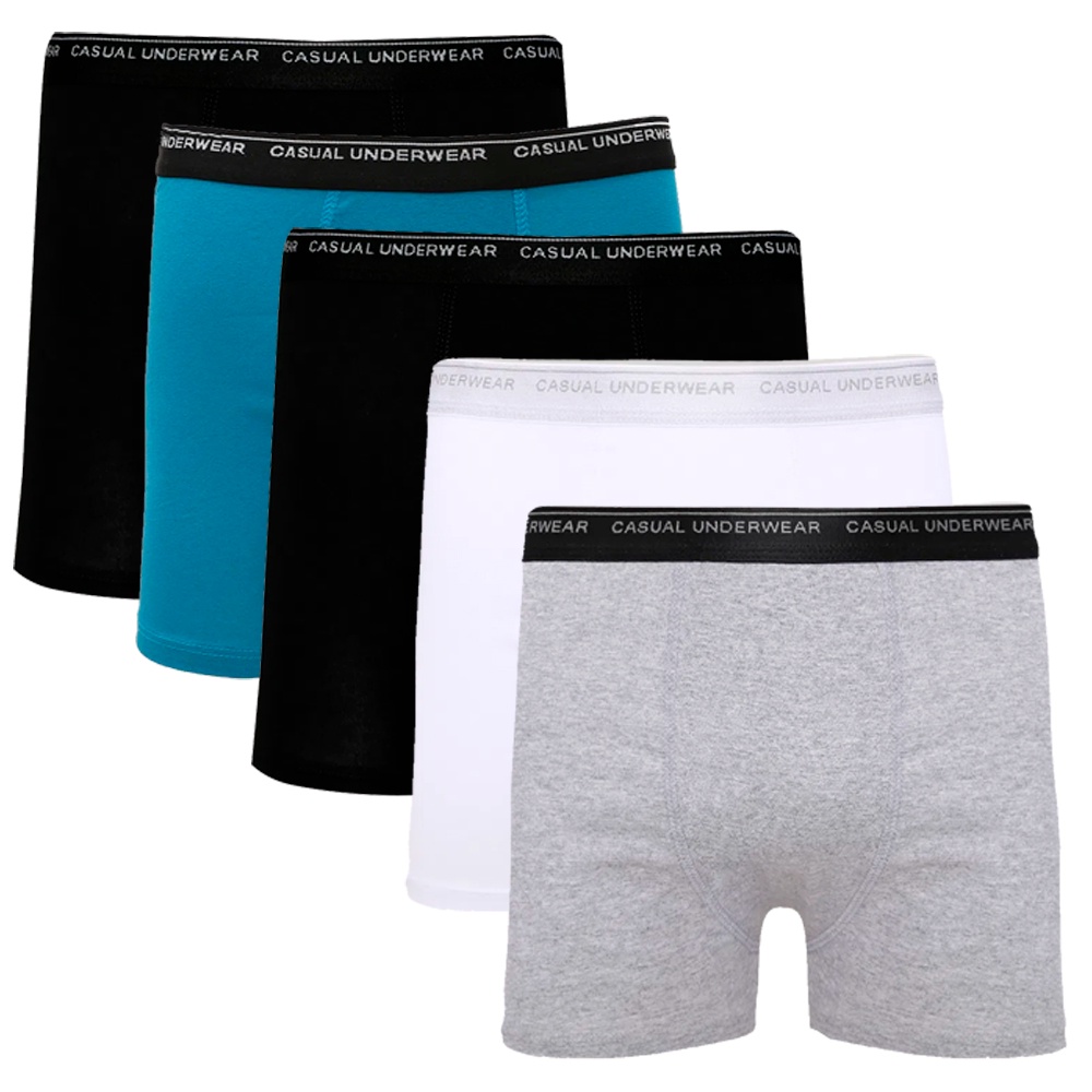 Pack 5 cuecas slip adulto 100% algodão underwear básica tradicional casual