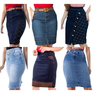 Saias Secretária Jeans e Brim Moda Evangélica Anagrom