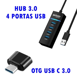 Mobilador 3.0 Hub 4 Portas Usb Adaptador De Teclado e Mouse Para Celular Otg Tipo C + Veloz em Oferta na Shopee