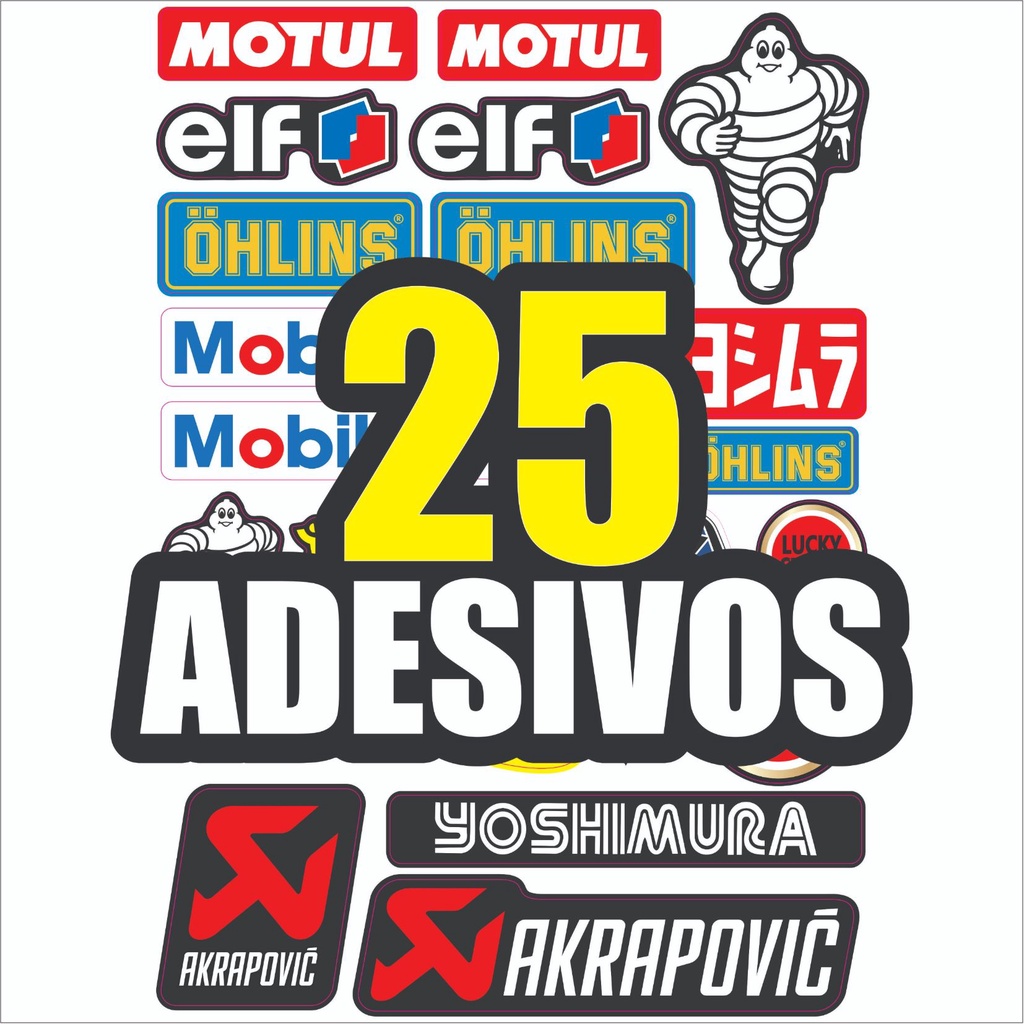 25 adesivos patrocinios moto gp marcas diversas para moto capacete ...