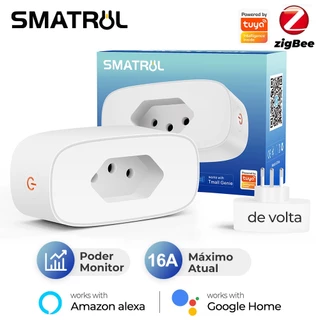 SMATRUL Monitor De Energia Tuya Zigbee 16A Brasil Adaptador De Tomada Inteligente Padrão APP Voz Para Google Home Alexa Smart Life