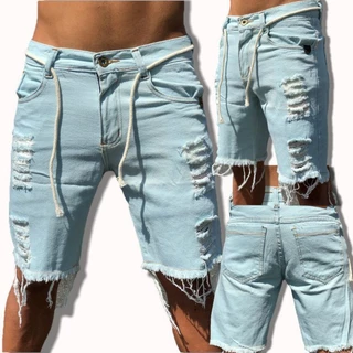 bermuda jeans masculina rasgada slim Premium