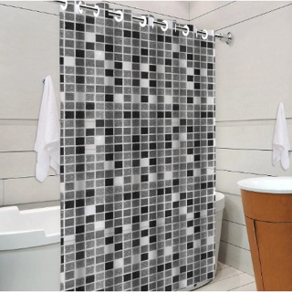 Cortina Box Banheiro Pastilha Blister Impermeável Com Ilhós Branco