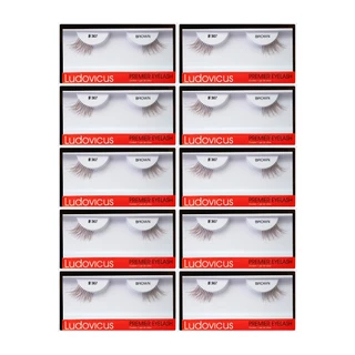 Kit c/10 Pares de Cílios Postiços Ludovicus Cantoneira Marrom N.307 (Origem: indonésia)