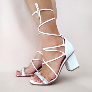 Salto Feminino Médio Elegante Preto, Branco, Nude Confortável Ref. 7318