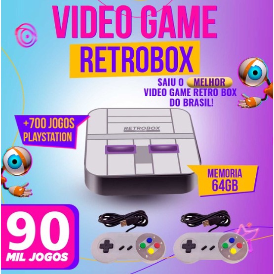 Video Game Retro Box 64GB com 120 Mil jogos 02 controle sem fio -  BrazukaStore