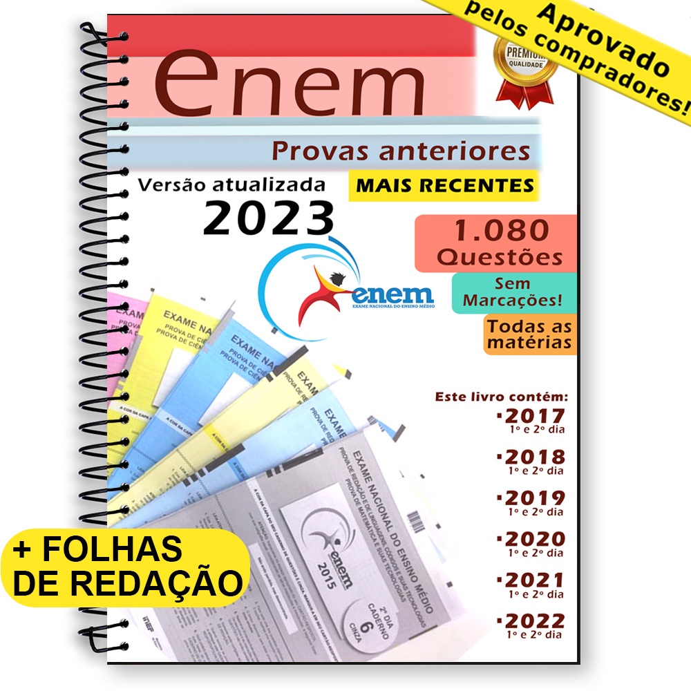 Enem 2024 provas anteriores questões 2018 até 2023 + gabaritos Shopee