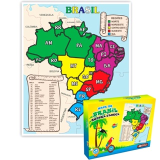 Mapa Brasil Educativo Quebra cabeça Pedagógico grand 50x53cm