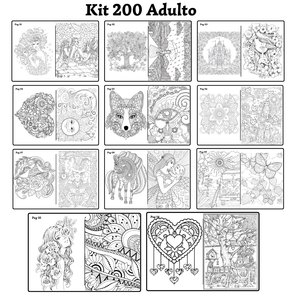 200 Desenhos Para Colorir em Folha A4 - 2 por folha | Shopee Brasil