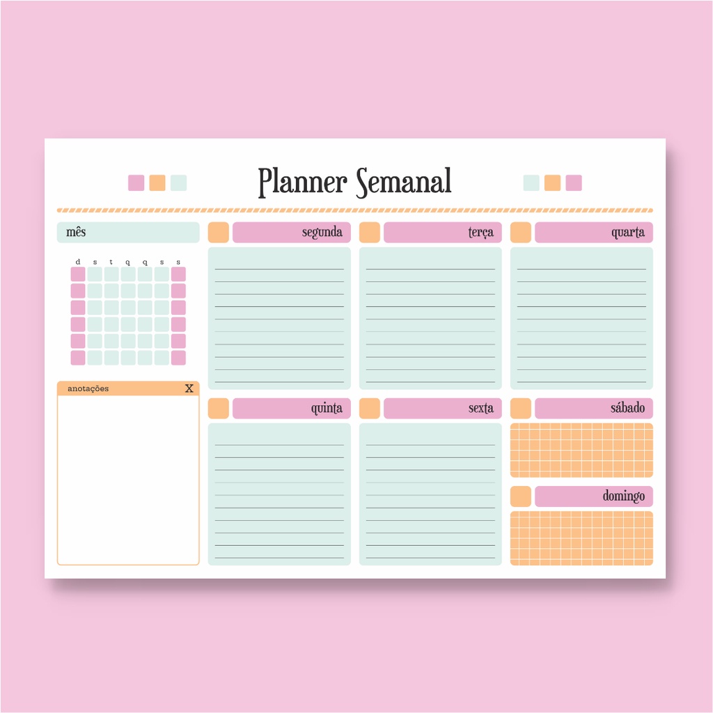 Joy | Planner Semanal caixinha | Tamanho A4 e destacável !