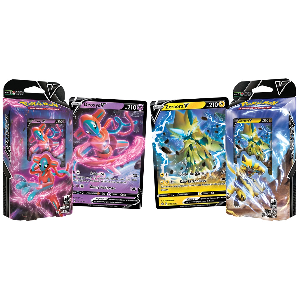 Pokemon tcg Box Deoxys ou Zeraora vmax e V-Astro Deck Copag em