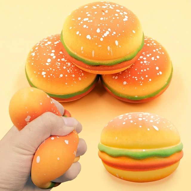 3D Burger Squishys Stress Relief Toy, Hamburger, descompressão