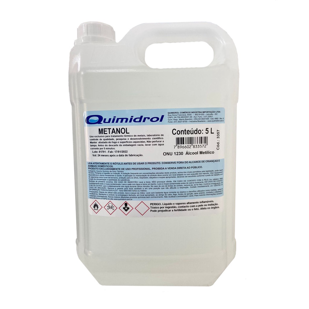 Metanol 99,7% - Álcool Metílico 5 litros