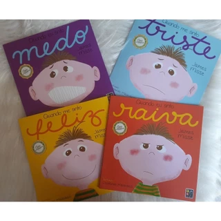 Coleção com 4 livros Sentimentos e Emoções : Raiva, Feliz, Triste e Medo