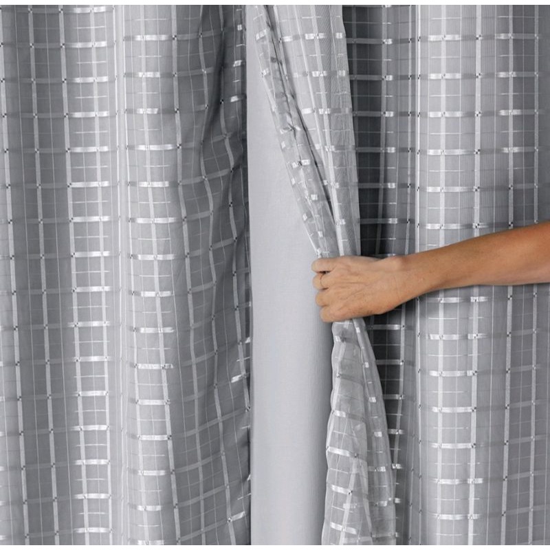 CORTINA 4,00 × 2,60 COM VOIL XADREZ E LISA C/ FORRO MICROFIBRA ALTA QUALIDADE