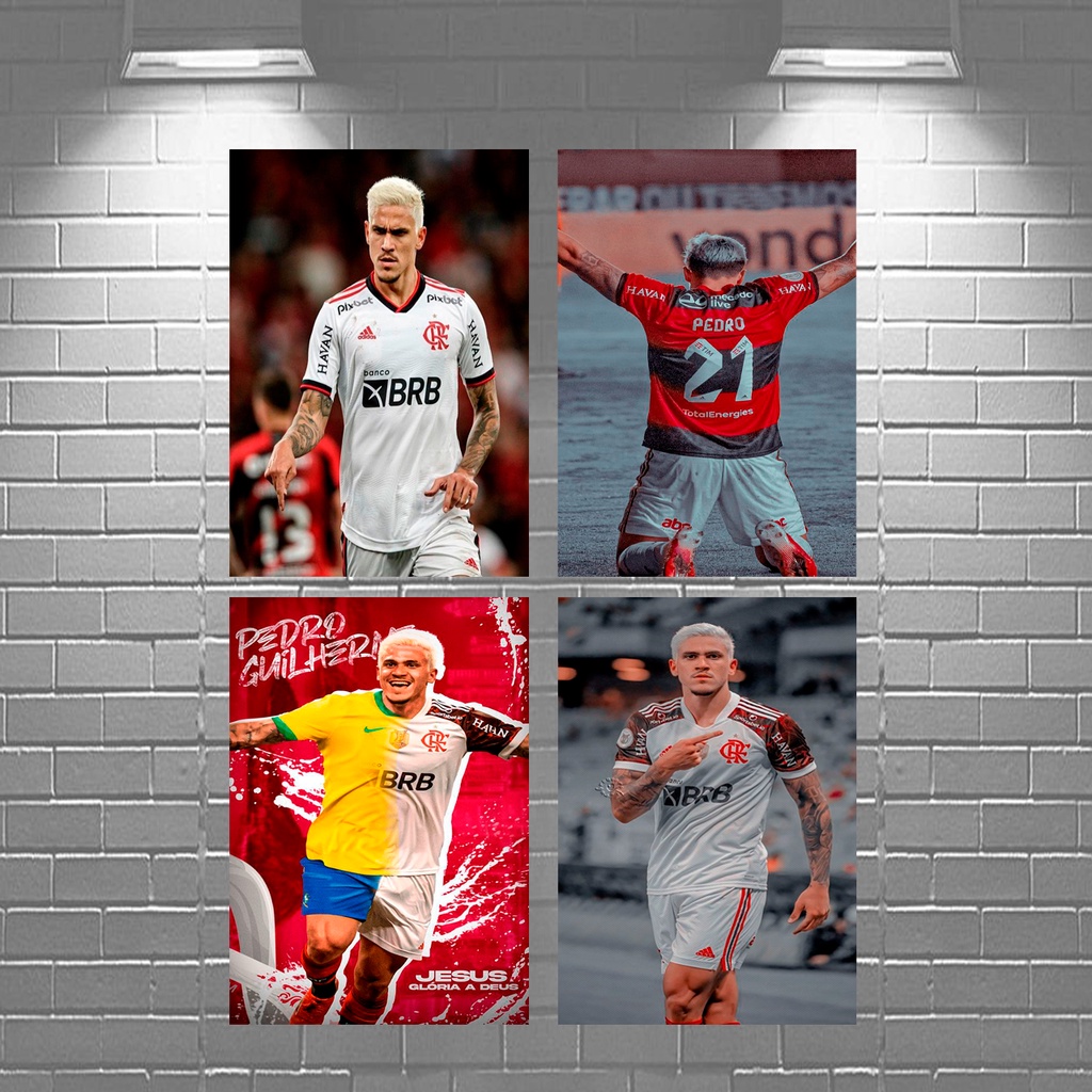 Quadro PEDRO Flamengo jogador futebol decoração 28,5cm x 20cm Placa decorativa Pedro Flamengo jogador enfeite de parede decoração Flamengo