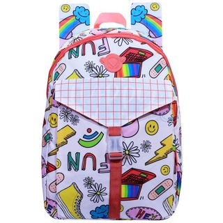 Mochila Escolar Feminina Espaçosa Estampada Moderna Juvenil - Azul