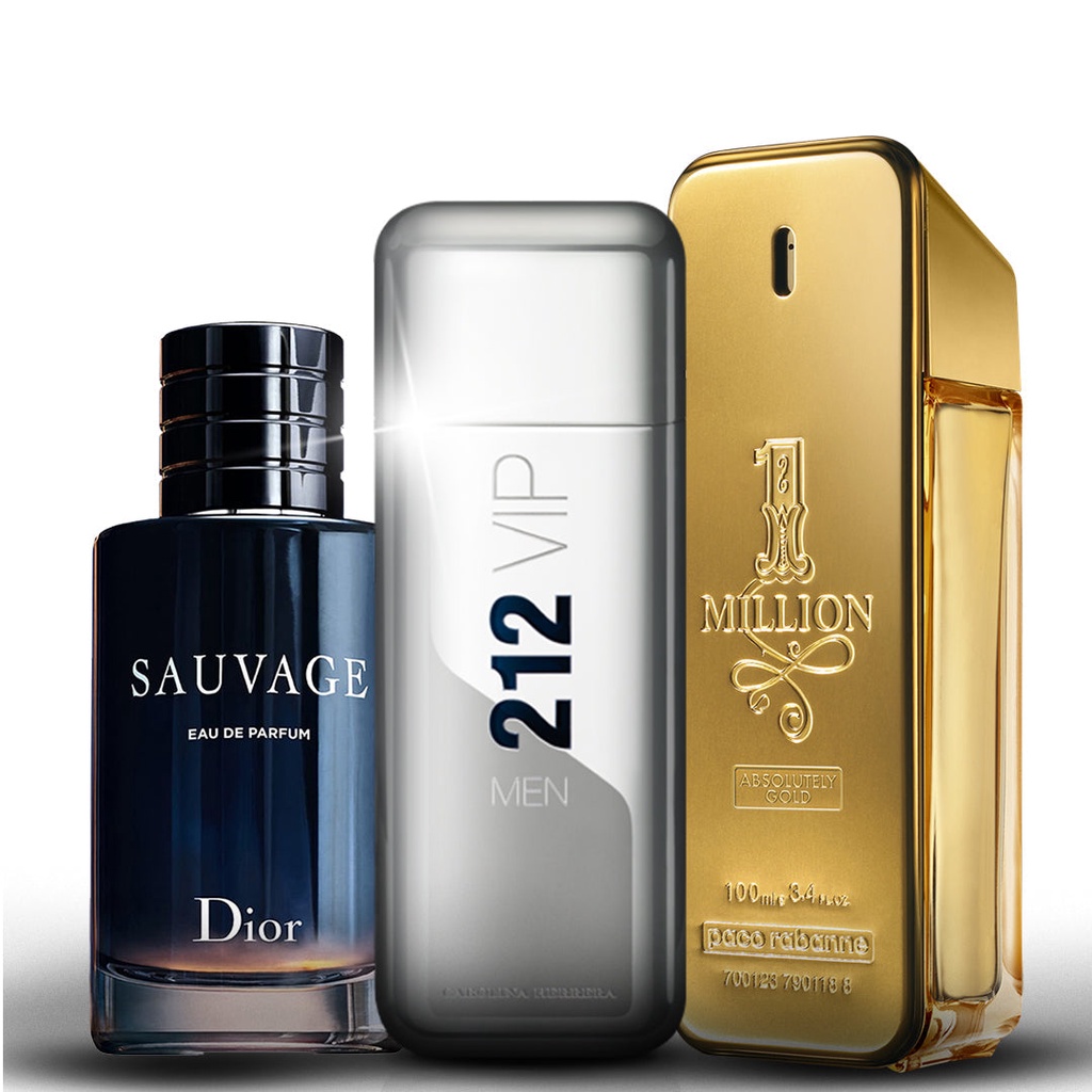 Perfumes importados masculino kit com 3 peças Sauvage 212 vip men one