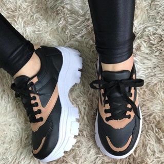 Tenis Plataforma Feminino Chumky Collor Snerkers Blogueira Confortavel Envio Imediato Promoçao