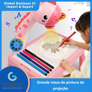 Mesa de pintura de projeção de bebê com música e luz Placa de mesa de pintura de projeção infantil/brinquedos educativos para crianças Mesa