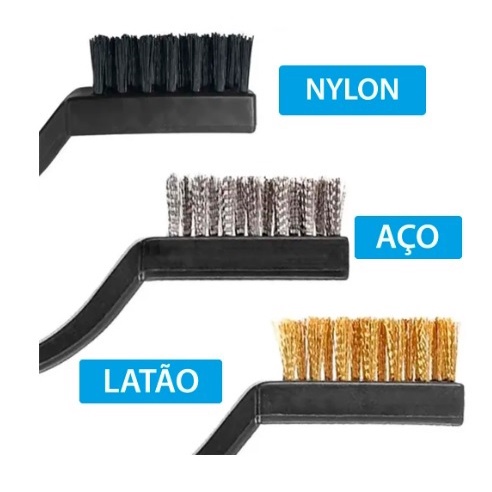 Kit De Escova 3 Peças: De Nylon, Aço e Latão