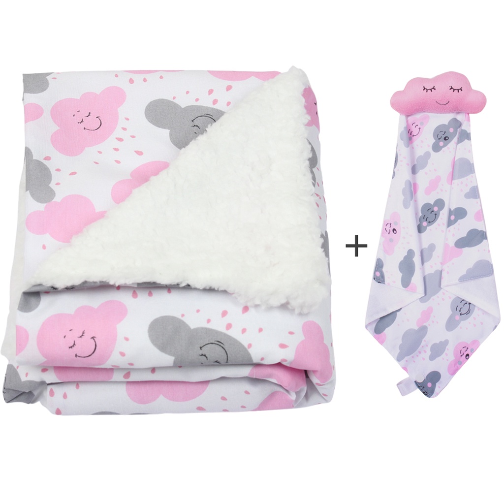 Manta de Bebê Sherpa + Naninha Para Menino e Menina